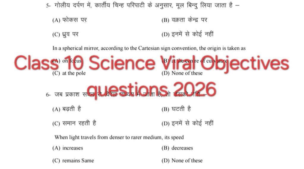 Class 10th Science Objective Question in Hindi